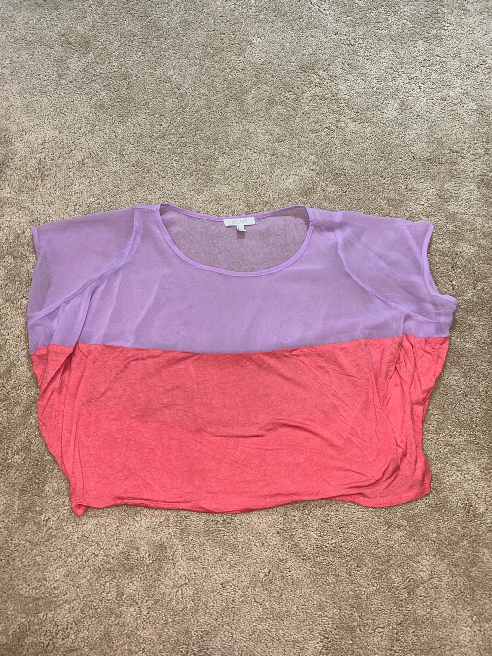 dELiA*s Lilac and Coral Colorblock Crop Top